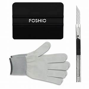 FOSHIO Vinyl Installing Tool Kit 3 In 1 Include Auto Lock Cutting Knife, Black Felt Squeegee and Gloves for Window Tint Film